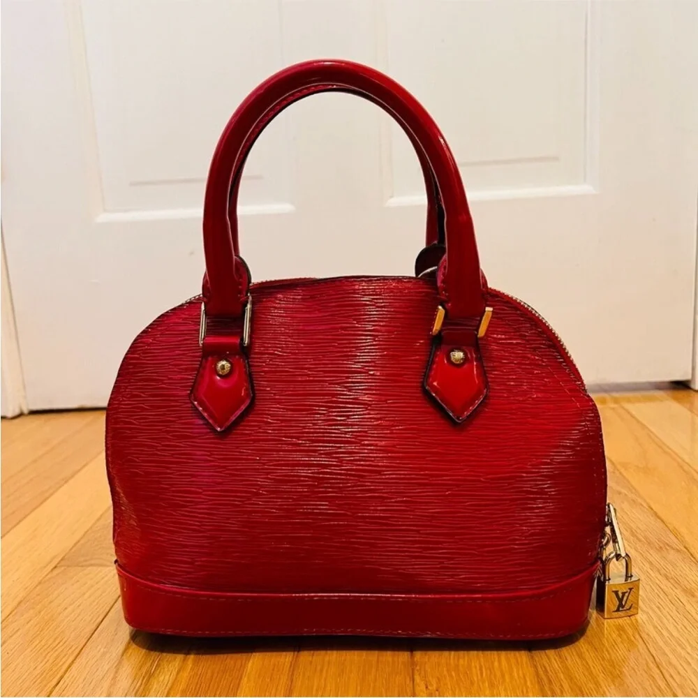Louis Vuitton X Supreme Collab Logo Coquelicot Epi Red Leather Alma BB Bag - Picture 12 of 17